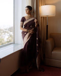 Dark Brown Cotton Saree | Daily & Festive Wear