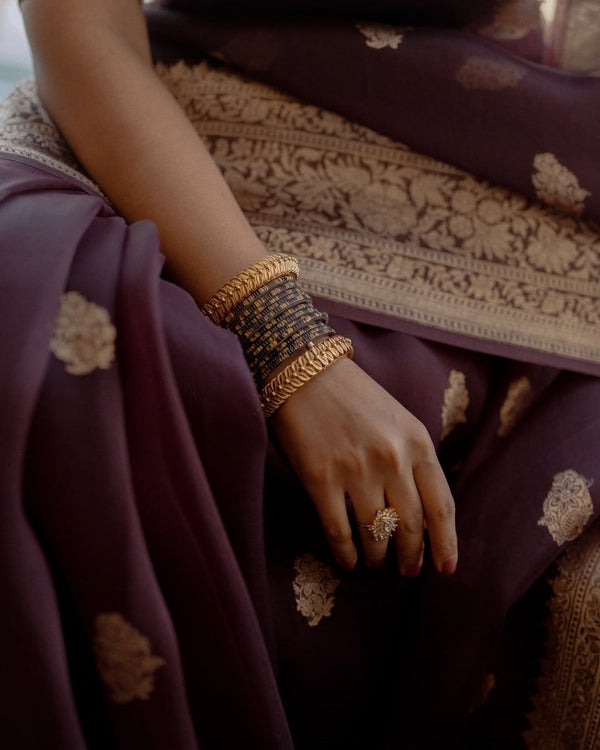 Dark Brown Cotton Saree | Daily & Festive Wear
