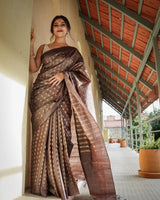 Dark Brown Cotton Saree | Everyday Ethnic Wear