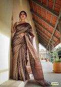 Dark Brown Cotton Saree | Everyday Ethnic Wear