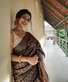Dark Brown Cotton Saree | Everyday Ethnic Wear