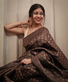 Dark Brown Cotton Saree | Everyday Ethnic Wear