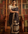 Dark Brown Jacquard Silk Saree | Traditional Wedding Wear