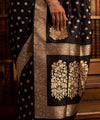 Dark Brown Jacquard Silk Saree | Traditional Wedding Wear