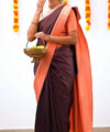 Dark Brown Jacquard Silk Saree | Wedding & Festive Wear