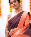 Dark Brown Jacquard Silk Saree | Wedding & Festive Wear