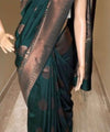 Dark Green Banarasi Silk Saree | Bridal & Festive Wear