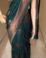 Dark Green Banarasi Silk Saree | Bridal & Festive Wear