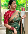 Dark Green Banarasi Silk Saree | Bridal & Festive Wear