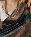 Dark Green Banarasi Silk Saree | Bridal & Festive Wear