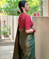 Dark Green Banarasi Silk Saree | Bridal & Festive Wear