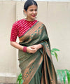 Dark Green Banarasi Silk Saree | Bridal & Festive Wear