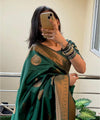 Dark Green Banarasi Silk Saree | Bridal & Festive Wear