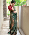 Dark Green Banarasi Silk Saree | Bridal & Festive Wear