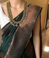 Dark Green Banarasi Silk Saree | Bridal & Festive Wear