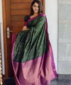 Dark Green Banarasi Silk Saree | Ethnic Wear for Women