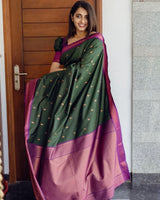 Dark Green Banarasi Silk Saree | Ethnic Wear for Women