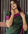 Dark Green Banarasi Silk Saree | Ethnic Wear for Women