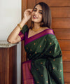 Dark Green Banarasi Silk Saree | Ethnic Wear for Women