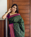 Dark Green Banarasi Silk Saree | Ethnic Wear for Women