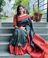 Dark Green Banarasi Silk Saree | Festive & Party Wear