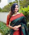 Dark Green Banarasi Silk Saree | Festive & Party Wear