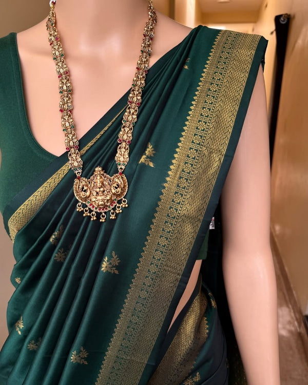 Dark Green Banarasi Silk Saree | Traditional Wedding Wear