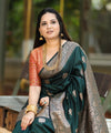 Dark Green Banarasi Silk Saree | Traditional Wedding Wear