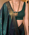 Dark Green Banarasi Silk Saree | Traditional Wedding Wear