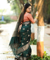 Dark Green Banarasi Silk Saree | Traditional Wedding Wear