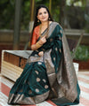 Dark Green Banarasi Silk Saree | Traditional Wedding Wear