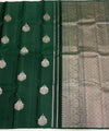 Dark Green Banarasi Silk Saree | Traditional Zari Weave