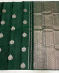 Dark Green Banarasi Silk Saree | Traditional Zari Weave