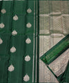 Dark Green Banarasi Silk Saree | Traditional Zari Weave