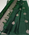 Dark Green Banarasi Silk Saree | Traditional Zari Weave