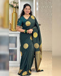 Dark Green Banarasi Silk Saree | Wedding & Festive Wear