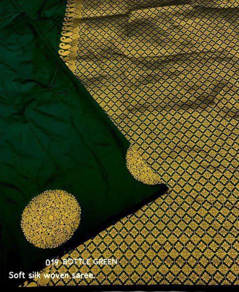 Dark Green Banarasi Silk Saree | Wedding & Festive Wear