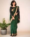 Dark Green Cotton Saree | Everyday Ethnic Wear