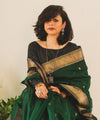 Dark Green Cotton Saree | Everyday Ethnic Wear