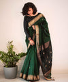 Dark Green Cotton Saree | Everyday Ethnic Wear
