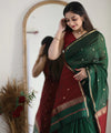 Dark Green Cotton Saree | Festive & Party Wear