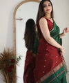 Dark Green Cotton Saree | Festive & Party Wear