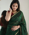 Dark Green Cotton Saree | Festive & Party Wear