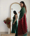 Dark Green Cotton Saree | Festive & Party Wear