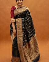 Dark Green Jacquard Silk Saree | Ethnic Wear for Women