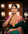Dark Green Jacquard Silk Saree | Festival & Ceremony Wear