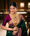 Dark Green Jacquard Silk Saree | Festival & Ceremony Wear