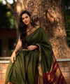 Dark Green Jacquard Silk Saree | Festive & Party Wear