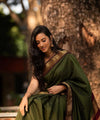 Dark Green Jacquard Silk Saree | Festive & Party Wear