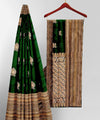 Dark Green Jacquard Silk Saree | Rich Zari Border Saree
